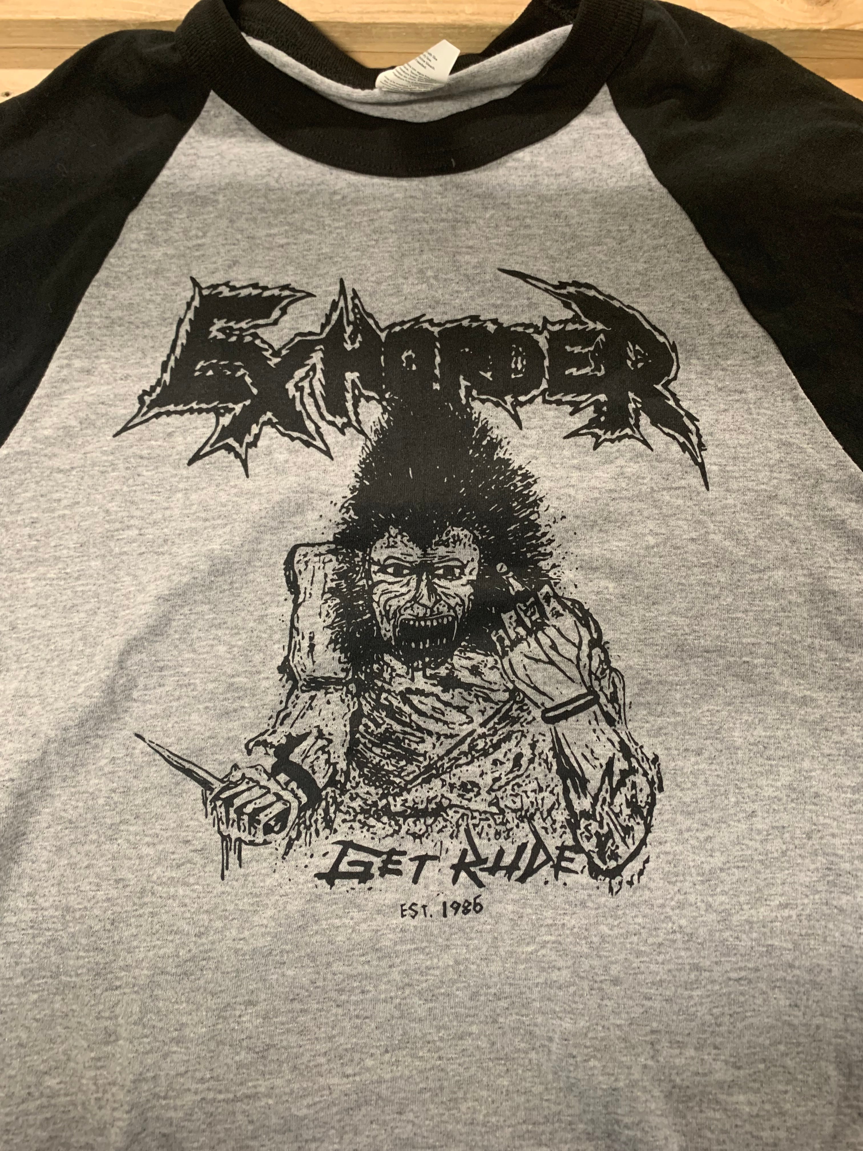 Exhorder Get Rude 3/4 T-Shirt, Gray, M