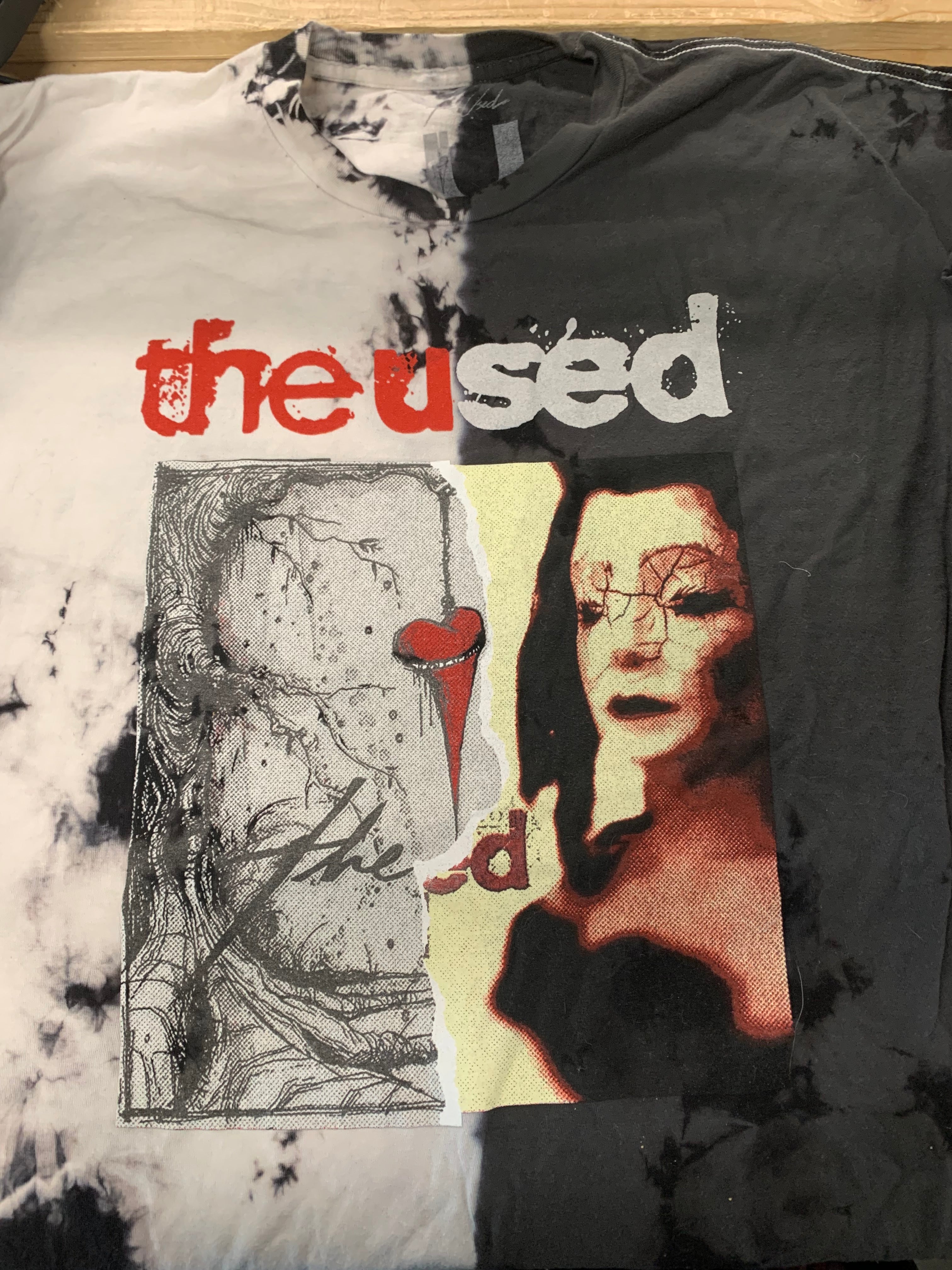 The Used Self Titled / In Love And Death T-Shirt, White / Black Split Dye, XL