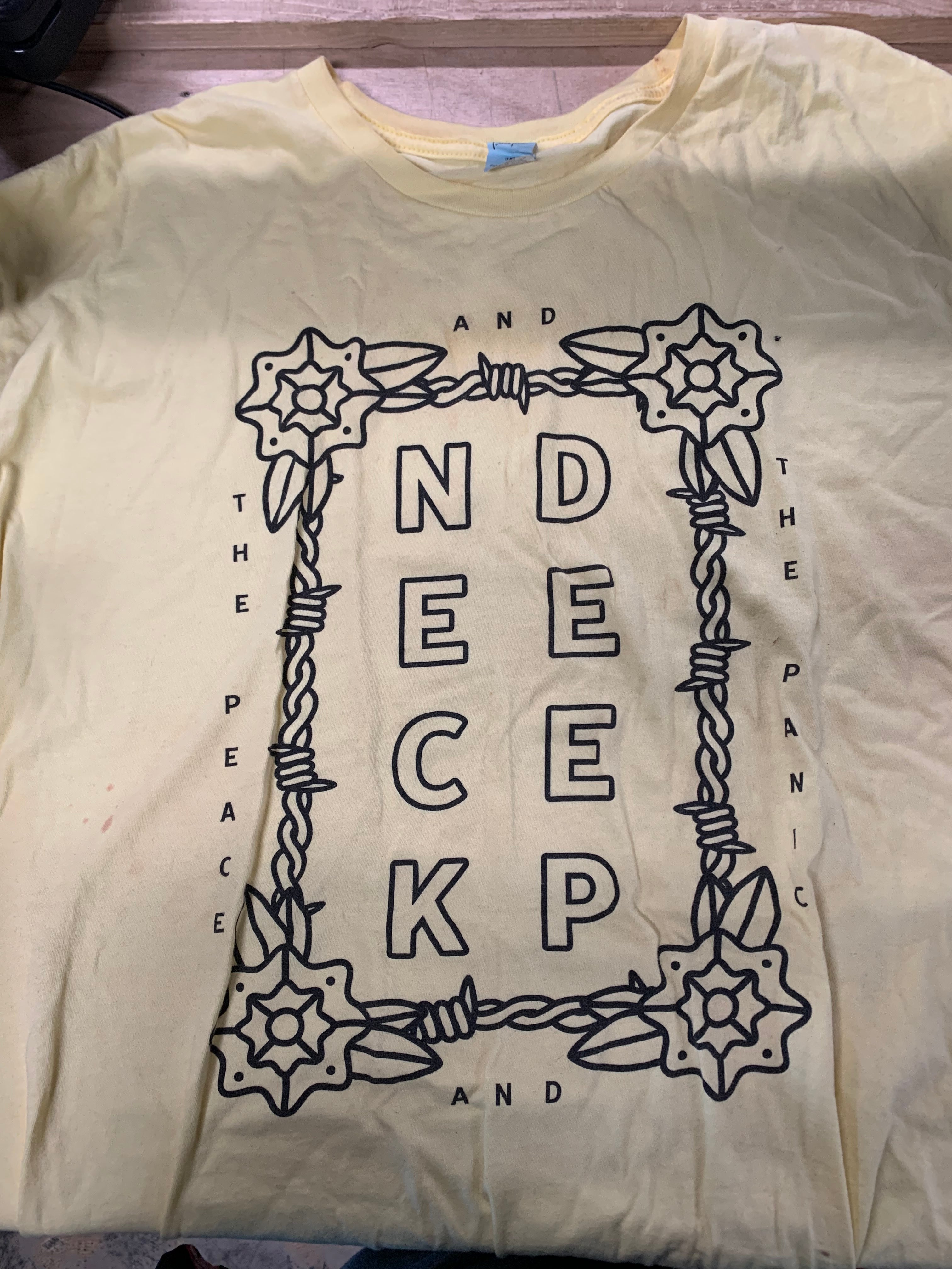 Neck Deep The Peace And The Panic T-Shirt, Yellow W/ Minor Staining (SEE DESCRIPTION), 3XL