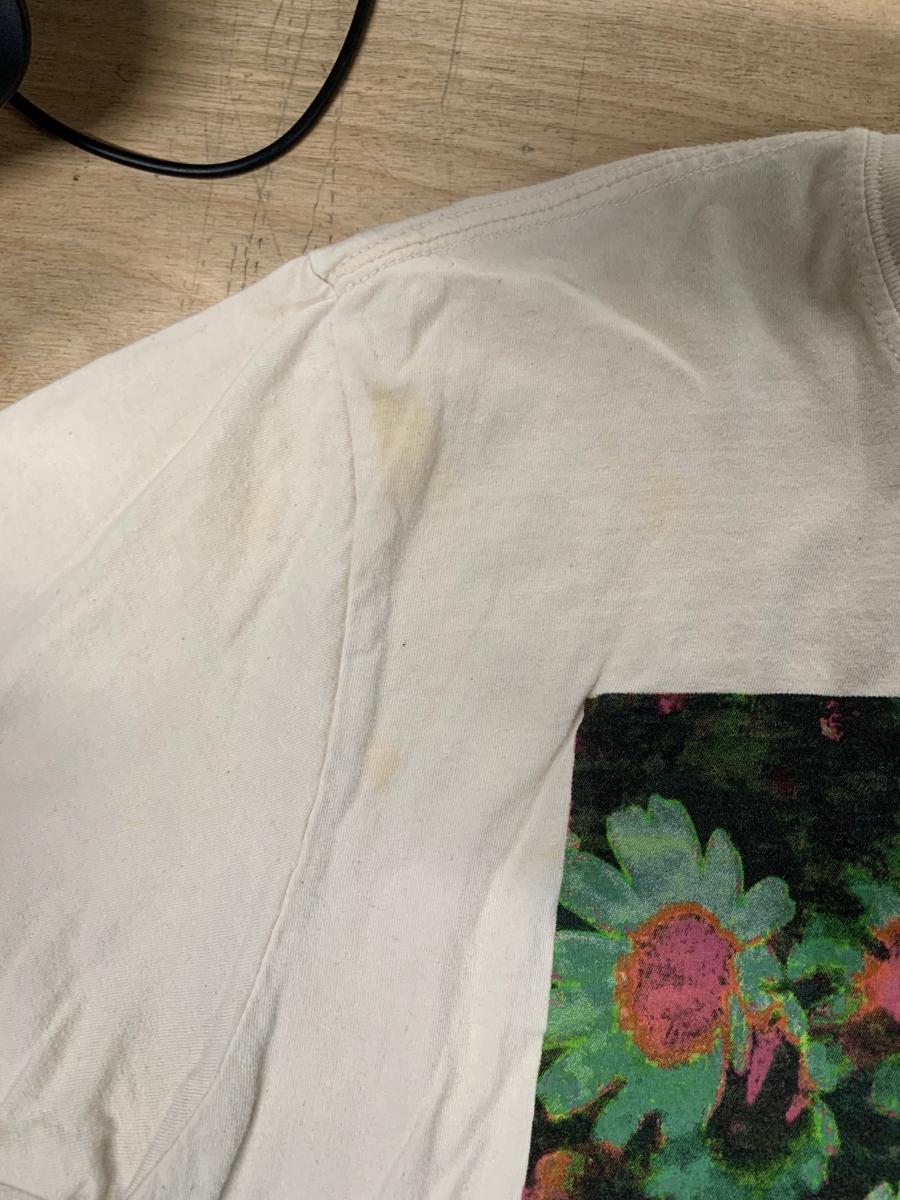 The 1975 Flower T-shirt, White W/ Minor Staining (SEE DESCRIPTION), L