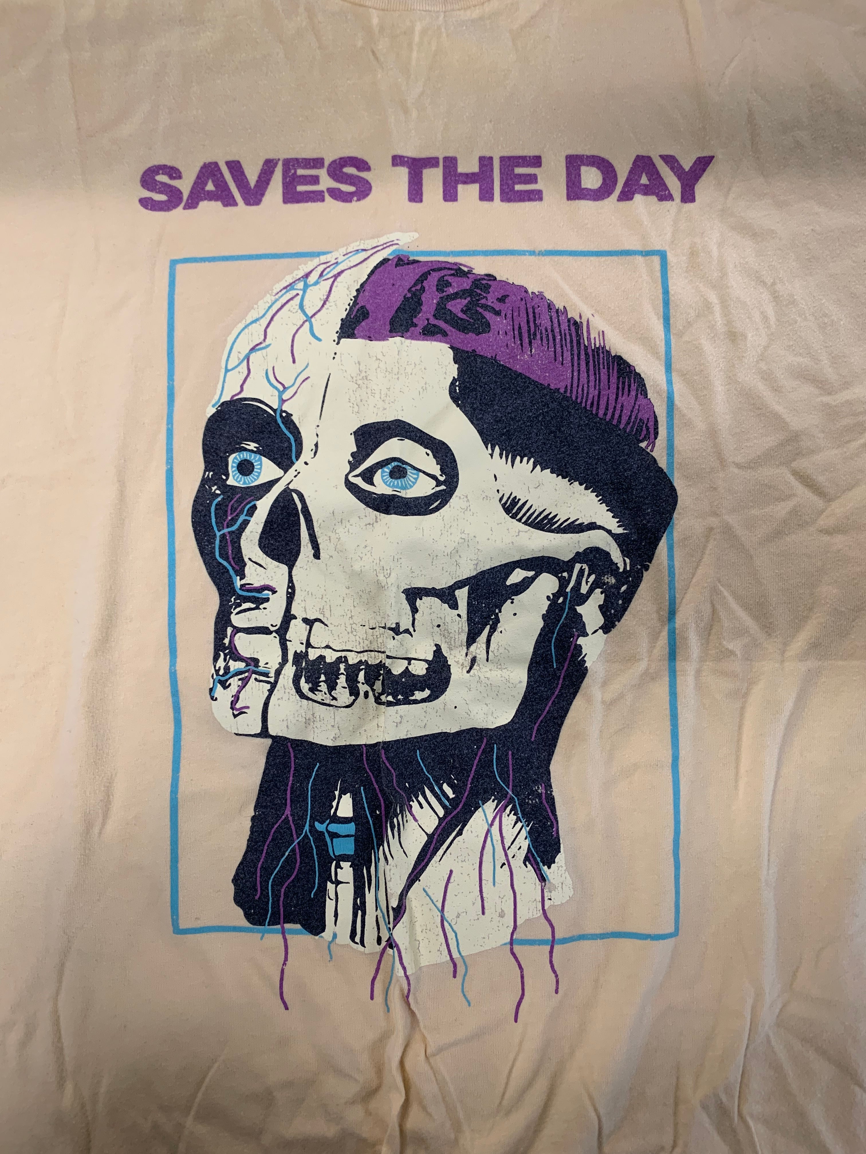 Saves The Day Split Skull T-Shirt, Yellow, L