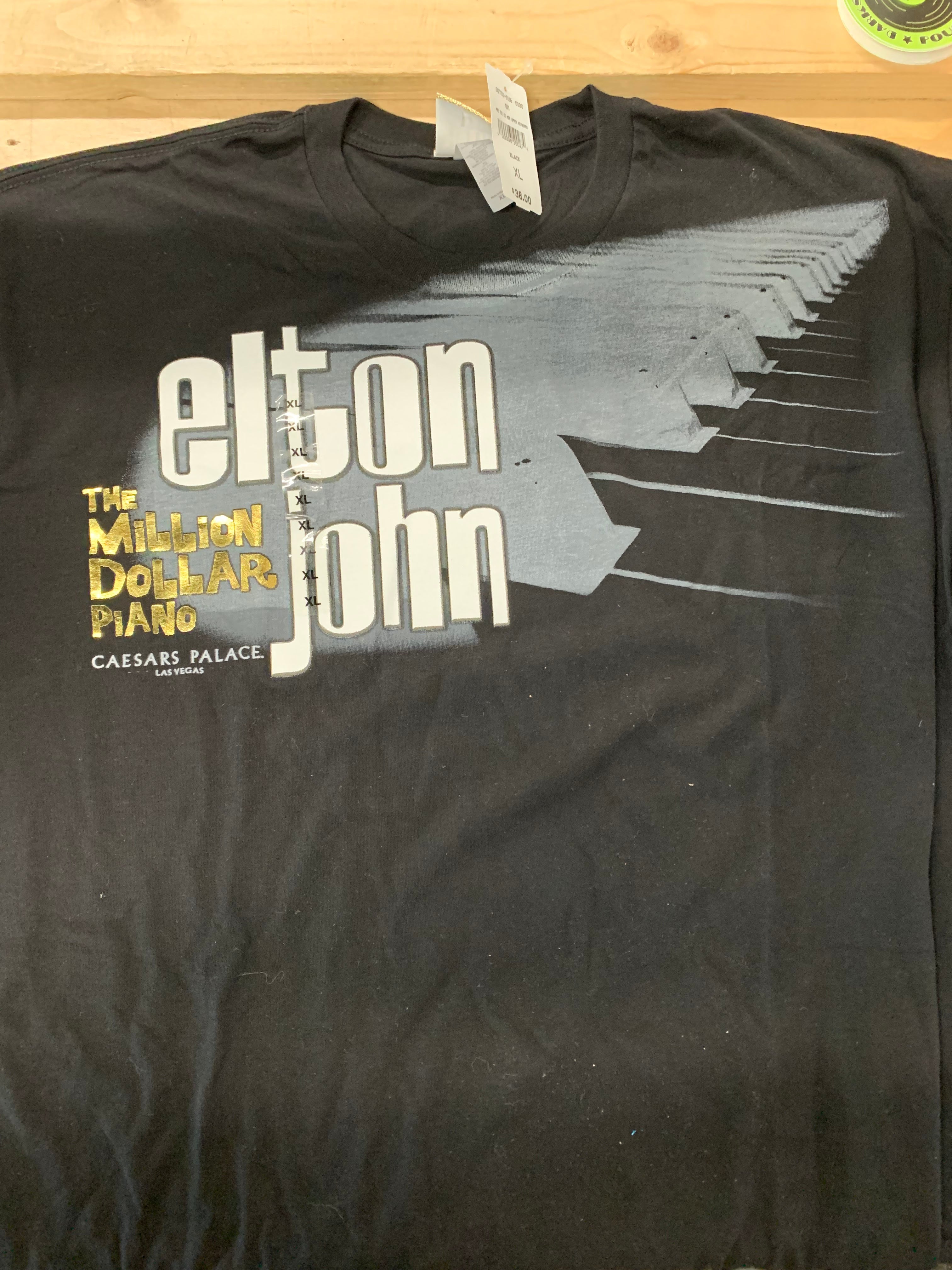 Elton John Million Dollar Piano At Ceasers Palace T-Shirt, Black, XL