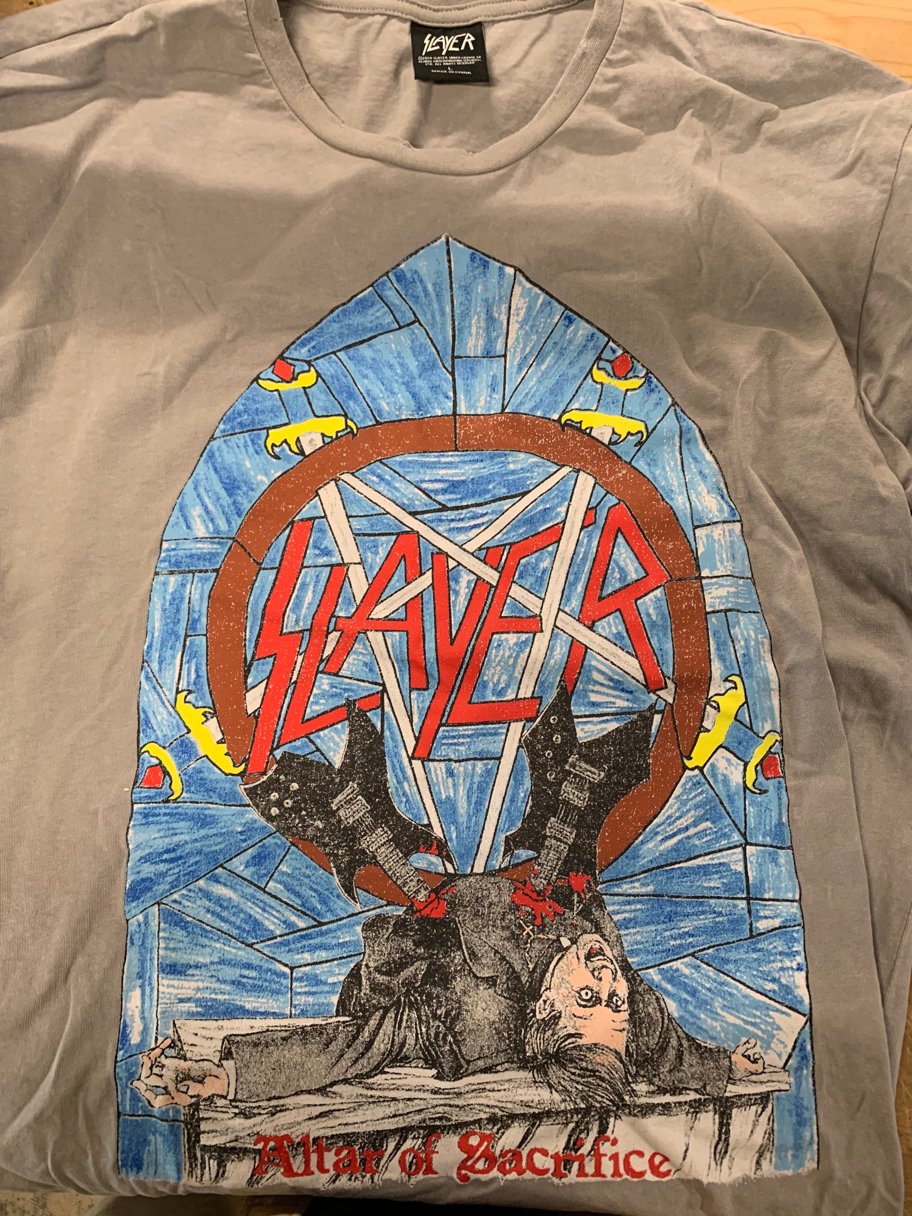 Slayer Altar Of Sacrifice T-Shirt, Grey, L