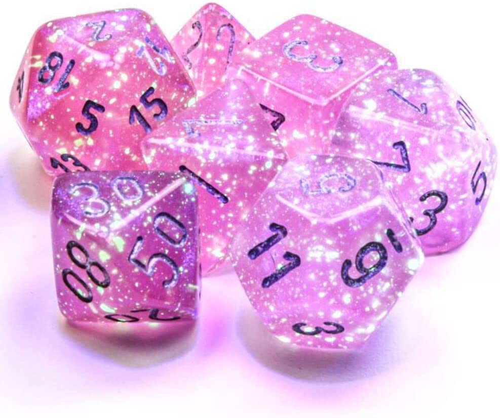 Chessex CHX27584 Borealis Pink/Silver Polyhedral 7-Die Set - Darkside Records