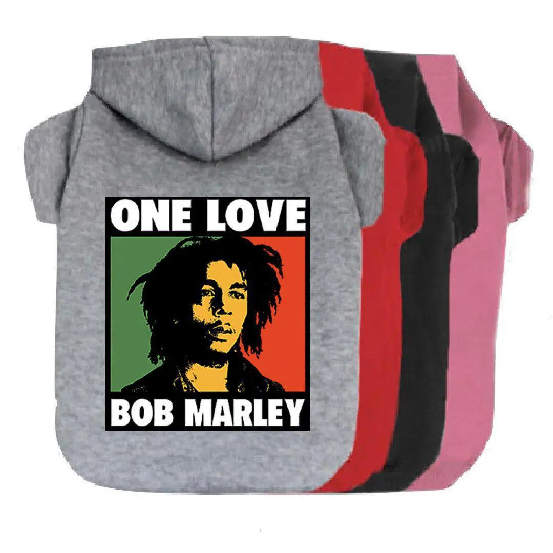 Bob Marley One Love Dog Hoodie (Red Colored Hoodie)
