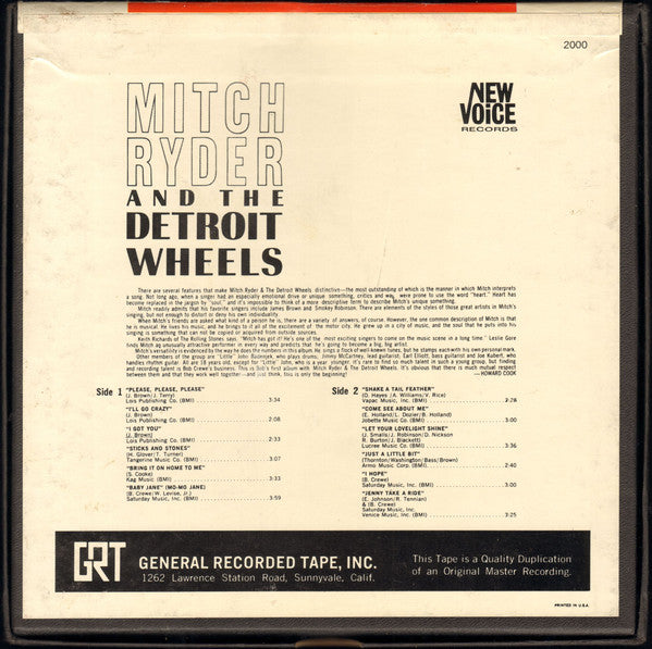 Mitch Ryder & The Detroit Wheels- Take A Ride (3 ¾ ips) - Darkside Records
