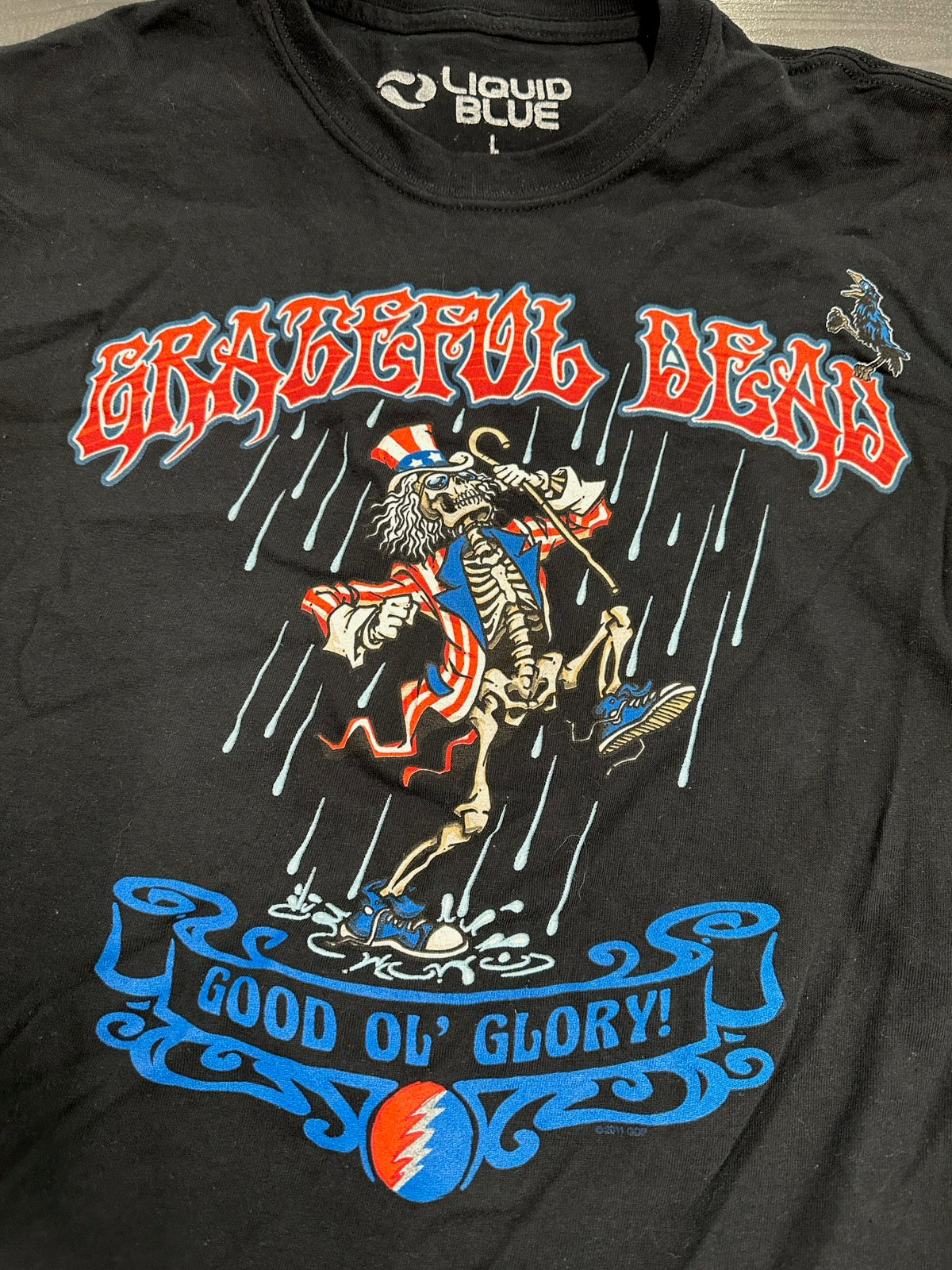 Grateful Dead Liquid Blue Good Ol' Glory T-Shirt, Blk, L