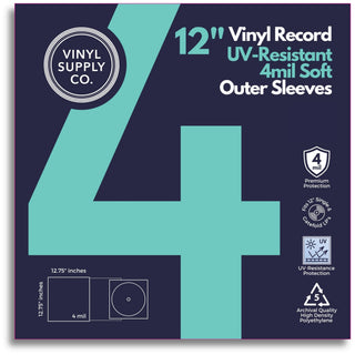 Vinyl Supply Co. Vinyl Record Outer Sleeve 12" UV-Resistant 4mil Poly Outer Sleeves (25 pack)