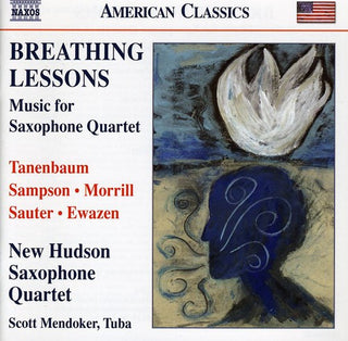 the album cover for New Hudson Saxophone Quartet - Breathing Lessons: Music for Saxophone Quartet