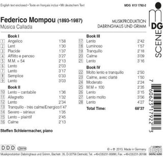the album cover for Mompou / Schleiermacher - Musica Callada