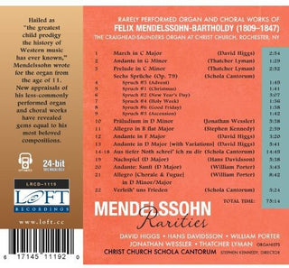 the album cover for Mendelssohn / Davidsson - Mendelssohn Rarities