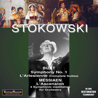 the album cover for Leopold Stokowski - Symphony 1 in C / L'arlesienne Suites 1 & 2