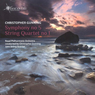 the album cover for Gunning / Rpo / Juno String Quartet - Symphony No 5 / String Quartet No 1