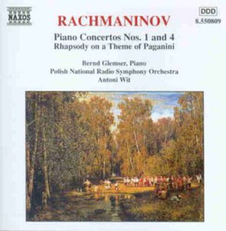 the album cover for Bernd Glemser - Piano Ctos 1 & 4: Rhapsody on a Theme of Paganini