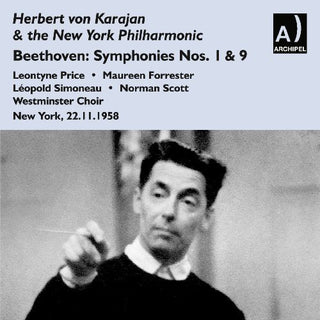 the album cover for Beethoven / New York Philharmonic / Karajan - Symphonies 9 1 & 5