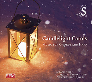 the album cover for Britten / Holst / Lauridsen - Candlelight Carols-Music for Chorus & Harp