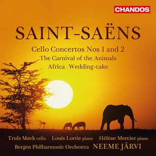 the album cover for Saint-Saens / Mork / Bergen Philharmonic Orchestra - Saint-Saens: Cello Concertos and other works
