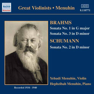 the album cover for Yehudi Menuhin - Brahms / Schumann: Violin Sonatas (Menuhin) (1934-1940)