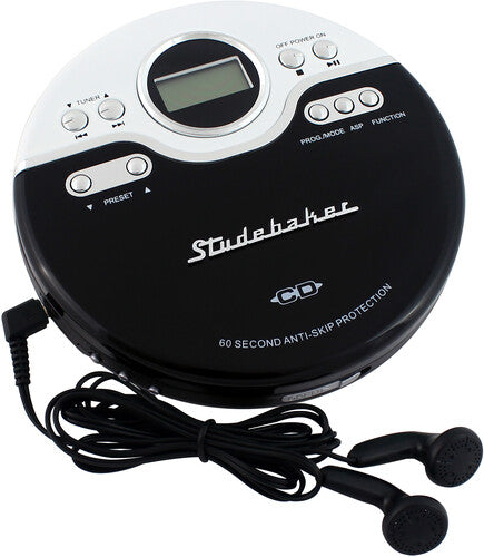Studebaker SB3703BW Joggable Personal CD Player - FM - Bass Boost (White/Black))