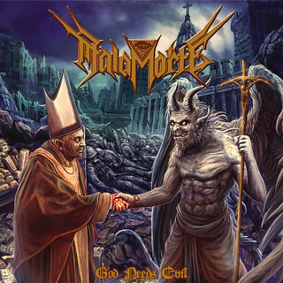 the album cover for Malamorte - God Needs Evil