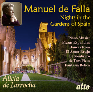 the album cover for De Alicia Larrocha  / Orquesta De Conciertos Madrid - Falla: Nights In The Gardens Of Spain & Piano