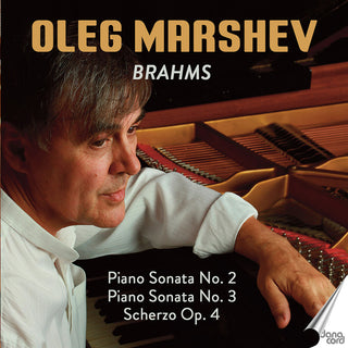 the album cover for Brahms / Marchev - Oleg Marshev Plays Brahms