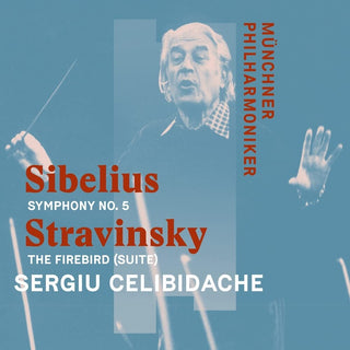 the album cover for Sibelius / Stravinsky / Sergiu Celibidache - Sibelius: Sym 5 In E-Flat / Stravinsky: Firebird