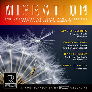 the album cover for Corigliano / University of Texas Wind Ensemble - Migration