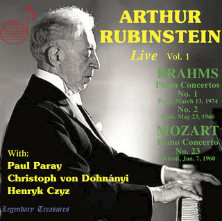 the album cover for Brahms / Chopin / Mozart - Arthur Rubinstein Live, Vol. 1