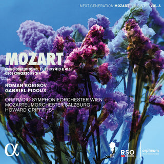 the album cover for Mozart / Borisov / Pidoux / Griffiths - Piano Concertos Nos. 11 & 13 (K. 413 & 415) Oboe