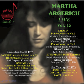 the album cover for Bartok / Chopin / Debussy - Martha Argerich Live Vol. 15