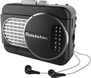 Studebaker SB3675BS WALKABOUT II Personal Cassette Player AM/FM Radio Speaker (Black/Silver)