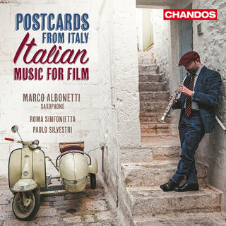 the album cover for Barbieri / Morricone / Sinfonietta - Postcards From Italy - Italian Music For Film
