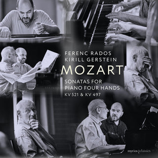 the album cover for Mozart / Gerstein / Rados - Sonatas For Piano Four Hands, K. 521 & 497