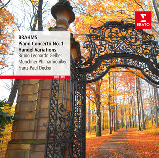 the album cover for Bruno Gelber Leonardo/Munchner Philharmoniker - Brahms: Piano Concerto No.1 & Handel Variations (R