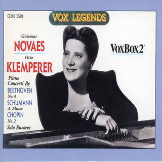 the album cover for Guiomar Novaes - Guiomar Novaes / Otto Klemperer - Beethoven, Chopin, Schumann Piano Concerti, Other Solo Works