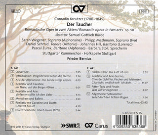 the album cover for Kreutzer / Stuttgart / Wegener - Der Taucher