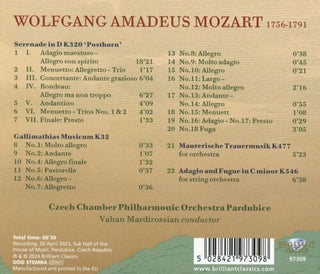 Czech Chamber Philharmonic Orchestra Pardubice- Mozart: "Posthorn" Serenade, K320; Gallimathias Musicum, K32