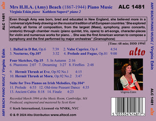 Virginia Eskin- Amy Beach: Piano Favourites (PREORDER)