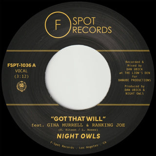 the album cover for Night Owls - Got That Will (feat. Gina Murrell &amp; Ranking Joe) b/w Got That Dub (feat. Ranking Joe &amp; Gina Murrell) [7inch Single]