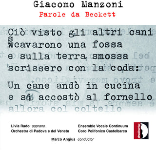 the album cover for Manzoni / Rado / Ensemble Vocale Continuum - Parole Da Beckett