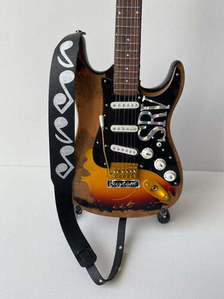 Axe Heaven- Stevie Ray Vaughan SRV Musical Note Black 10 Inch Miniature Guitar Strap (Large Item, Collectible, Figure)