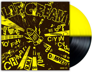 the album cover for Lip Cream - Big Foot Cassette [Orchard Indie Exclusive Half Black and Half Yellow LP]