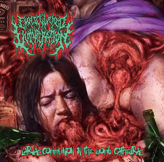 the album cover for Emasculated Vituperation - Larval Communion In The Womb Cathedral
