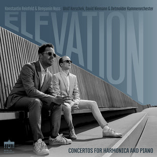 the album cover for Benyamin Nuss - Elevation - Concertos For Harmonica & Piano