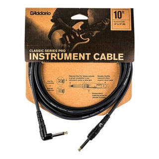 D'Addario Classic Series Instrument Cable, Right Angle Plug 10ft