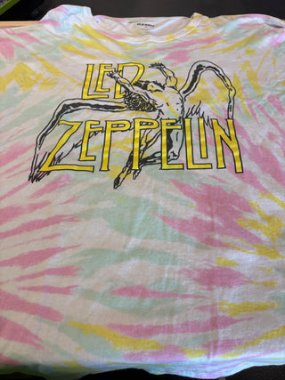 Led Zepellin Icarus Logo T-Shirt, White W/ Tie-Dye, 2X