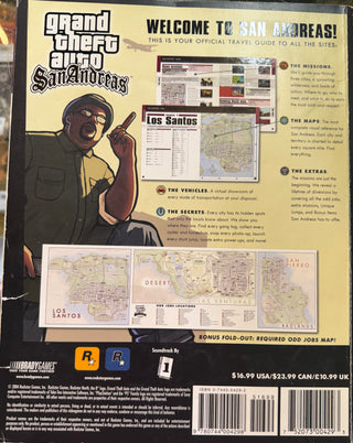 Grand Theft Auto: San Andreas- Bradygames Official Strategy Guide (Worn Cover w/attached poster/map)