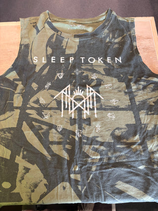 Sleep Token Camo Logo Sleeveless T-Shirt, Green, M
