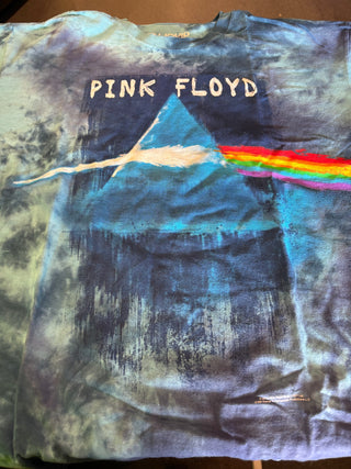 Liquid Blue Pink Floyd Dark Side Of The Moon T-Shirt, Blue Tie-Dye, L